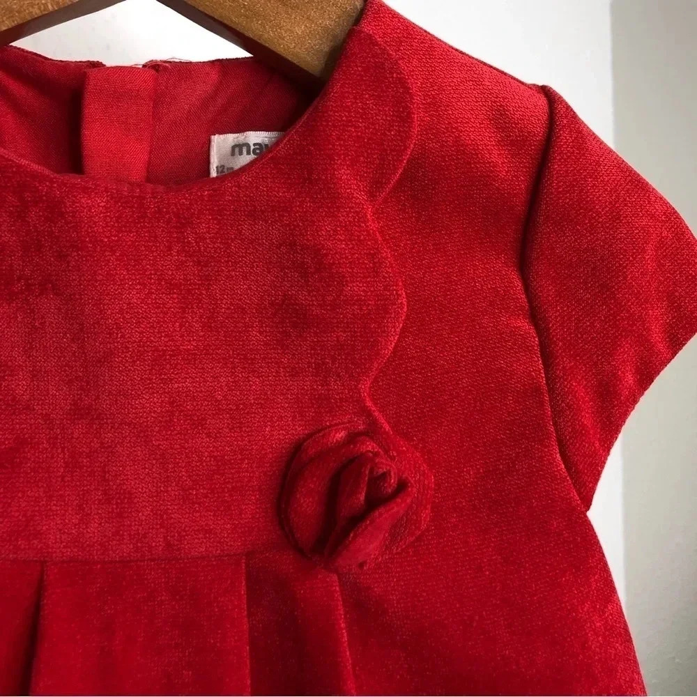 NWT Mayoral holiday dress red sueded cap sleeve size 12 months - Picture 3 of 11